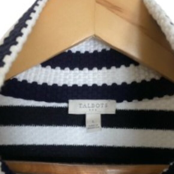 Talbots Navy & White Striped 1/2 Zip Pullover Large - Picture 2 of 4
